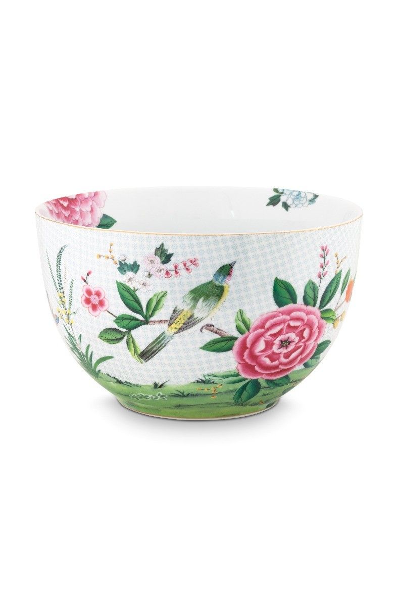 Blushing Birds Bowl large white 23 cm