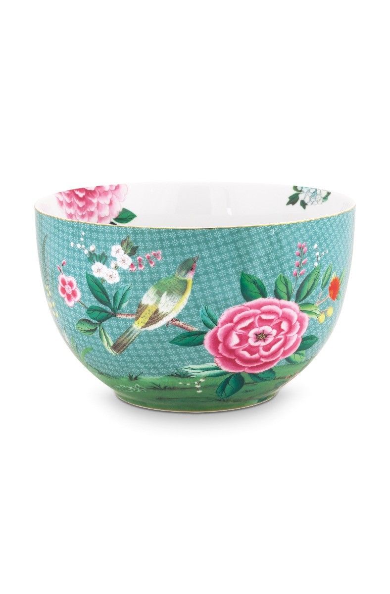 Blushing Birds grote kom blauw 23 cm