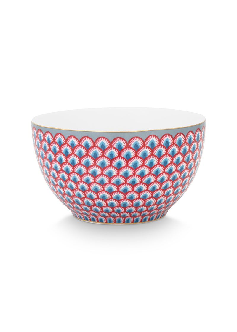 Flower Festival Bowl Red/Light Blue 9.5 cm