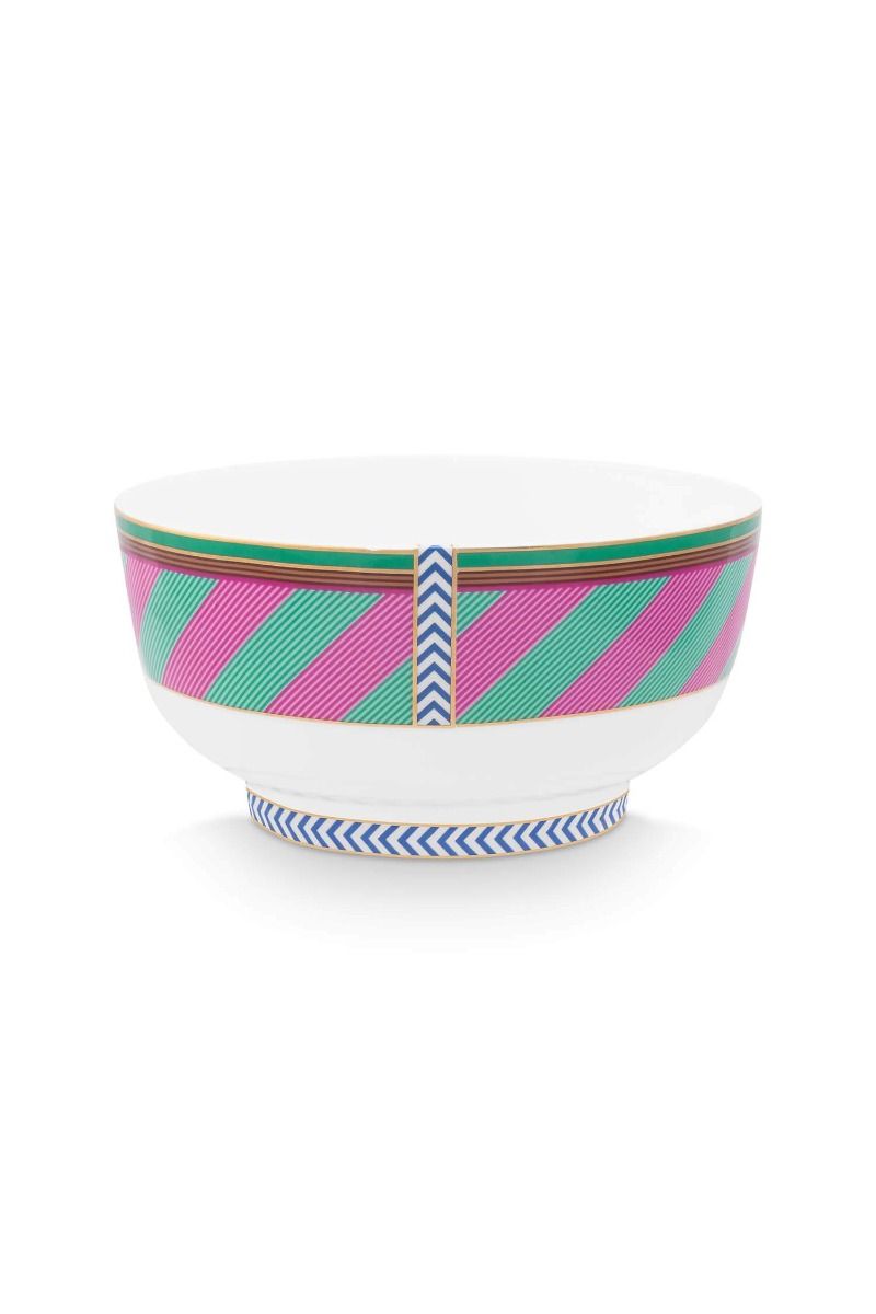 Pip Chique Stripes Kom Roze/Groen 15.5cm