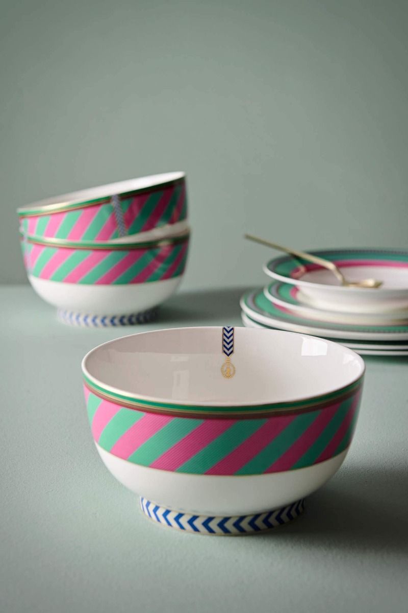 Bol Pip Chique Stripes Rose/Vert 20.5cm