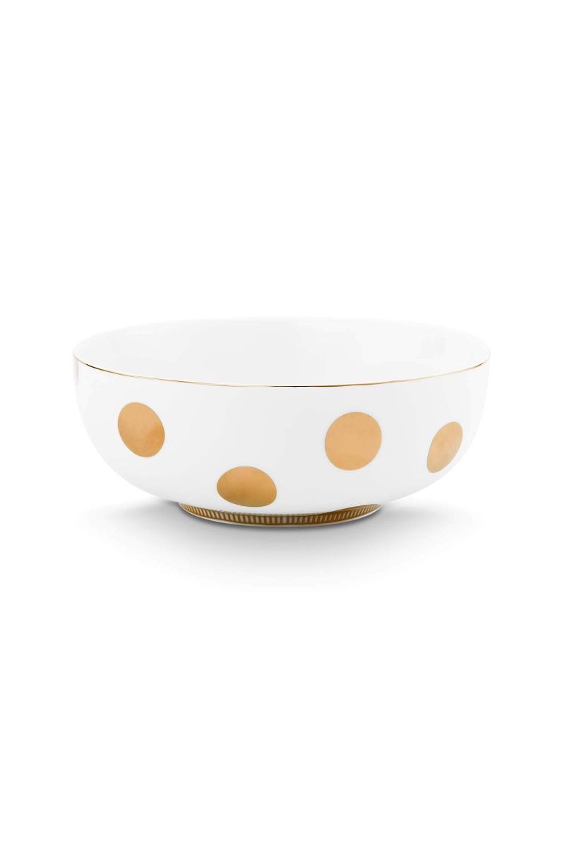 Set/2 Bowls Dot Delight White/Gold 20cm
