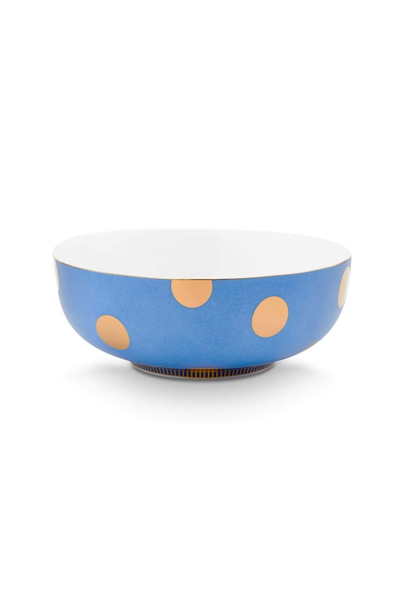 Set/2 Bowls Dot Delight Light Blue/Gold 20cm