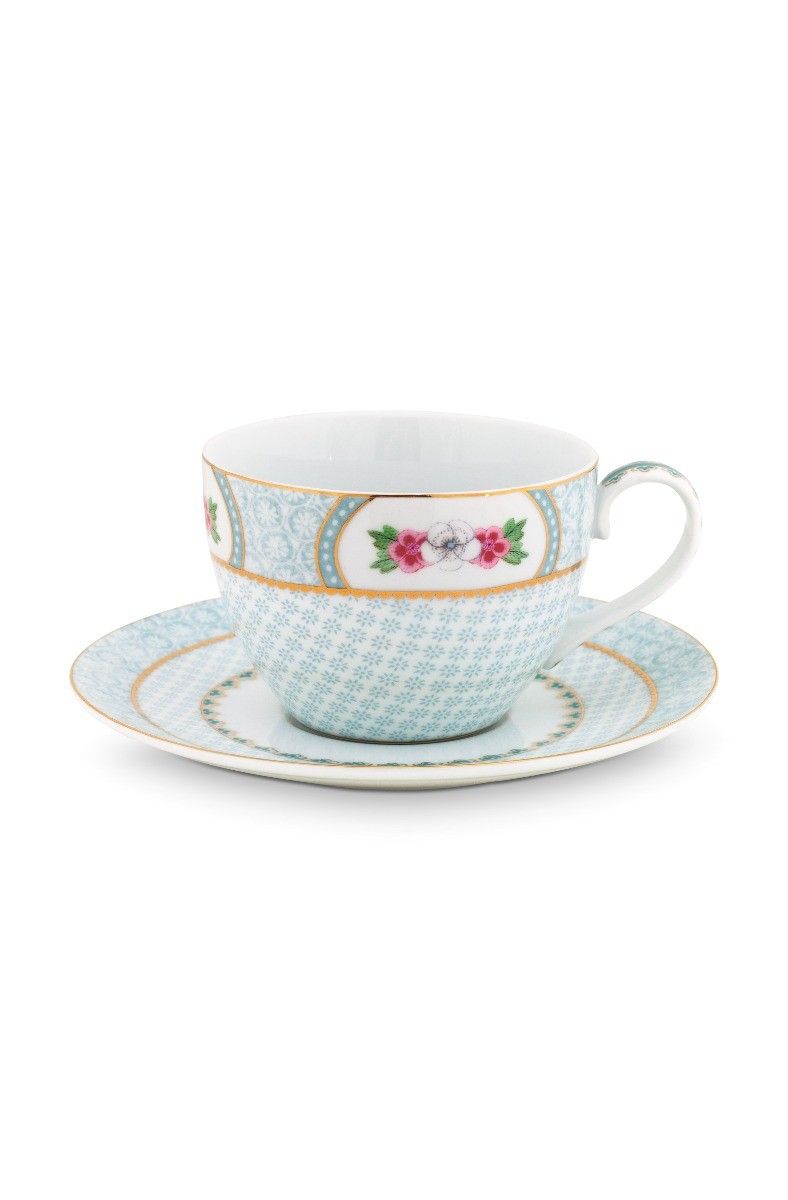 Pip Studio Floral Cappuccino Cup & Saucer Early Bird Blue