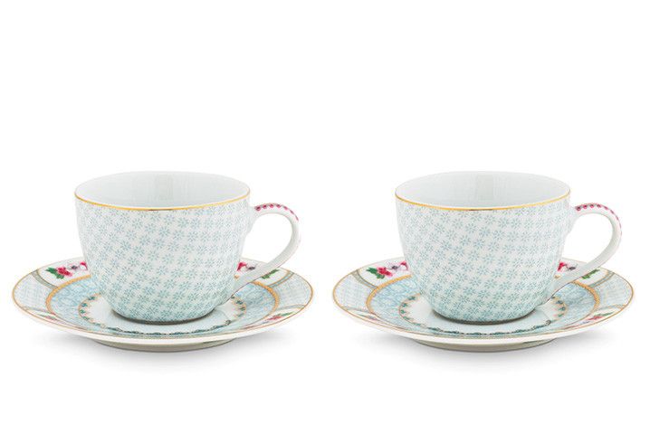 Blushing Birds Set/2 Espresso Tassen & Untertassen weiß