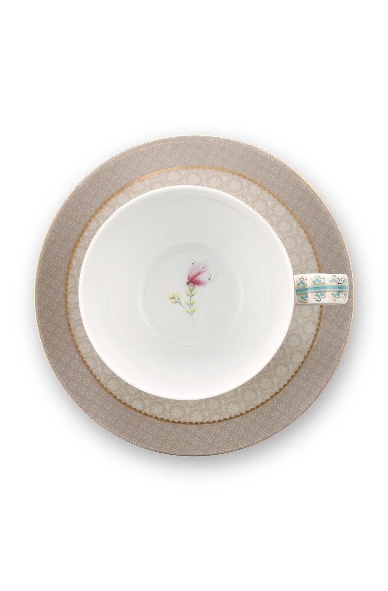 Blushing Birds Cappuccino Kop & Schotel Khaki