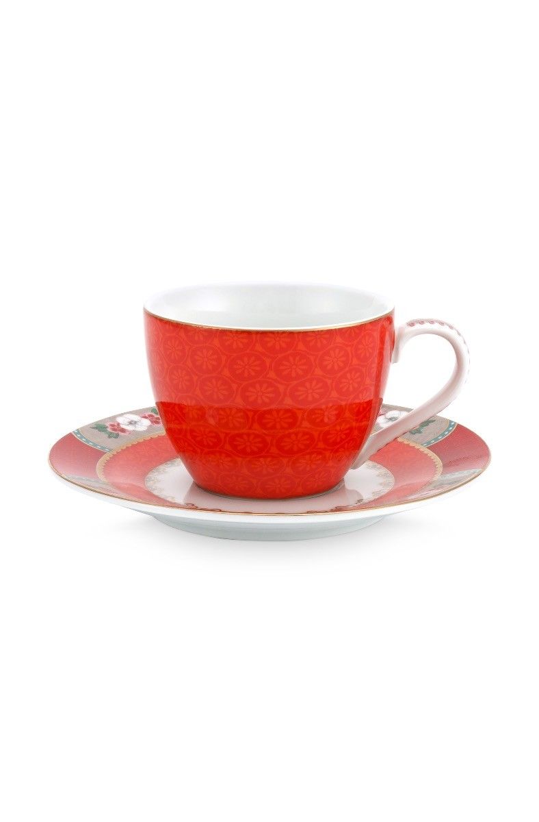 Blushing Birds Espresso Cup & Saucer Red