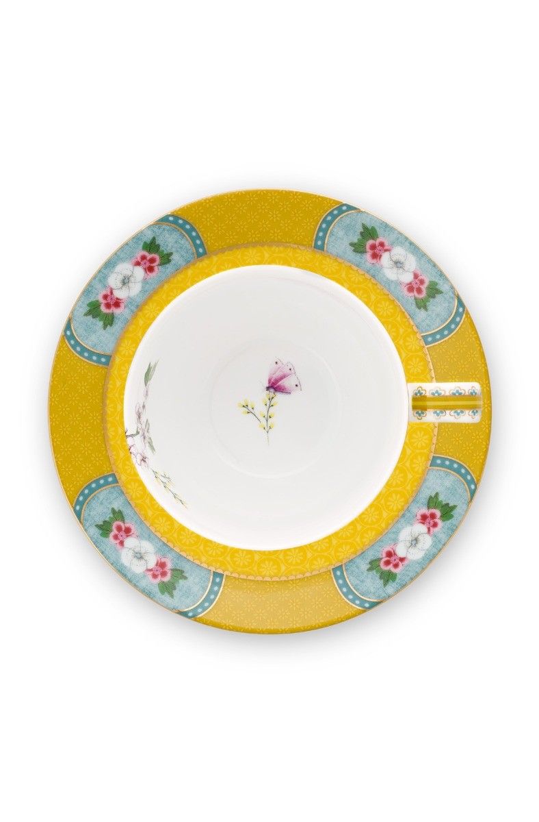 Blushing Birds Cappuccino Tasse & Untertasse Gelb