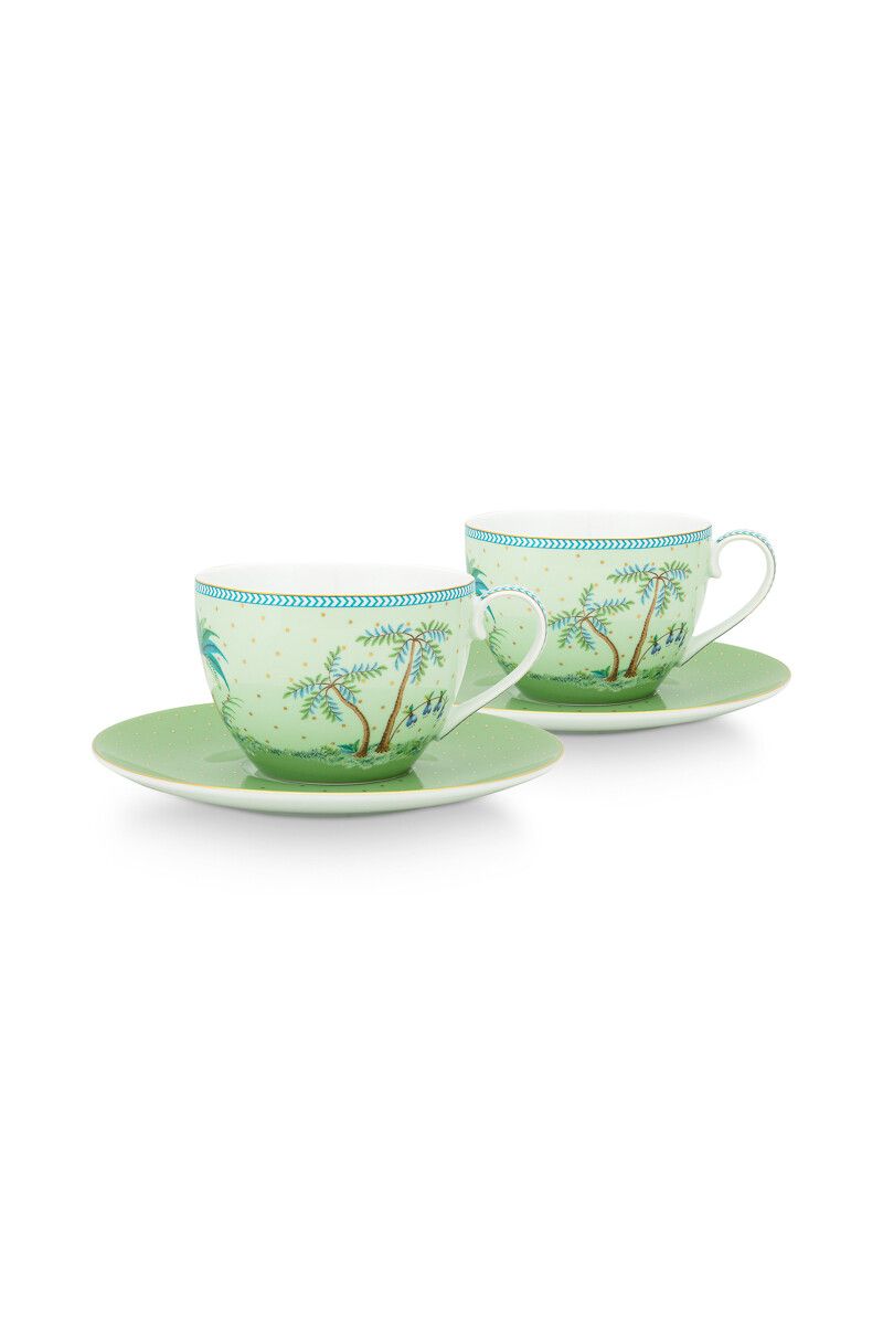 Jolie Set/2 Cappuccino Tasse & Undertasse Grün