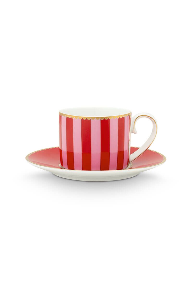 Love Birds Espresso Cup & Saucer Red/Pink