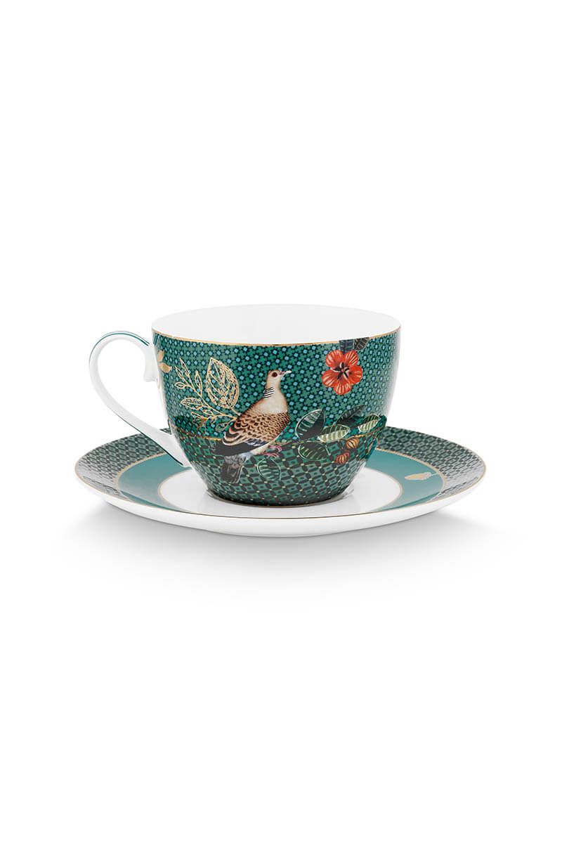 Winter Wonderland Cappuccino Tasse & Untertasse Grün