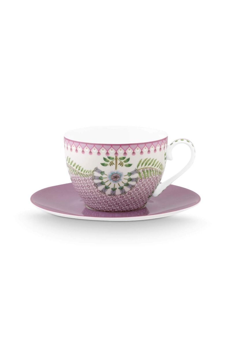 Lily & Lotus Cappuccino Cup & Saucer Lilac