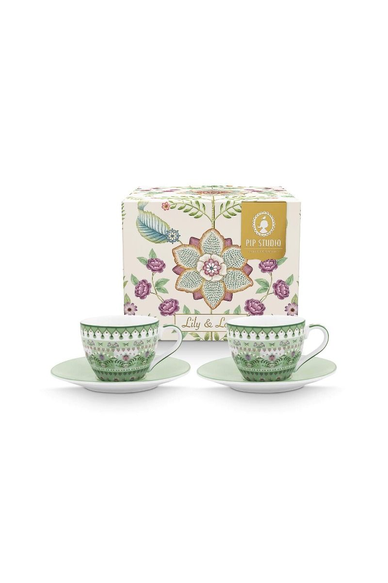 Set/2 Tasses et Soucoupes à Expresso Lily&Lotus Vert Clair