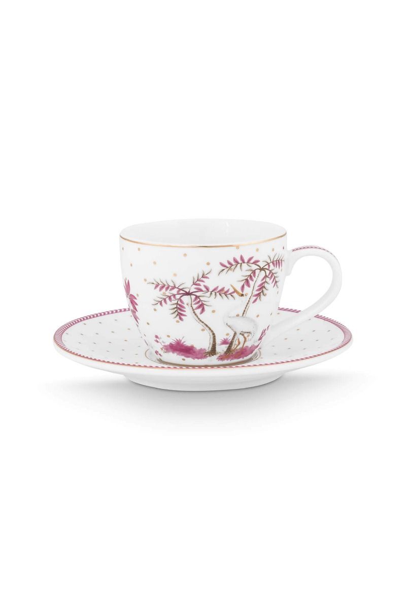 Tasse et Soucoupe à Expresso Jolie Points Or Rose