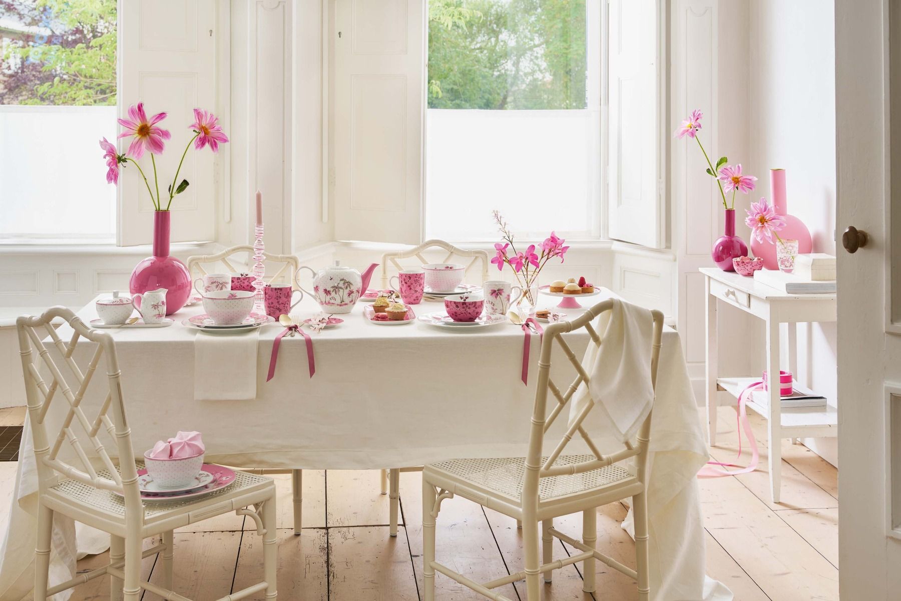 Set/2 Espresso Tassen & Untertassen Jolie Punkte Gold Rosa