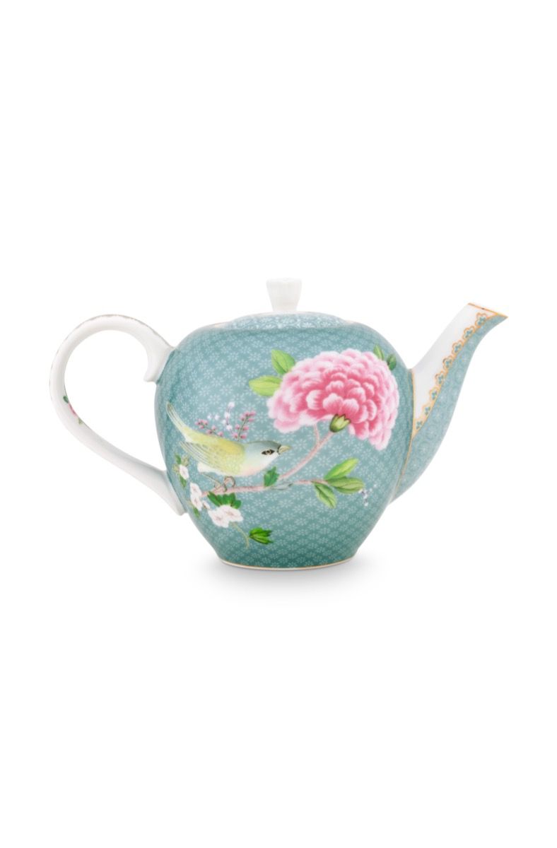 Blushing Birds Teapot small blue