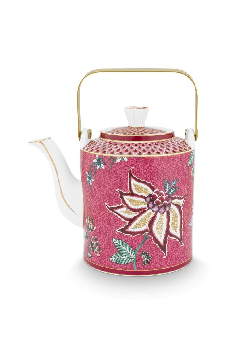 Oriental Flower Festival Teapot Dark Pink Medium