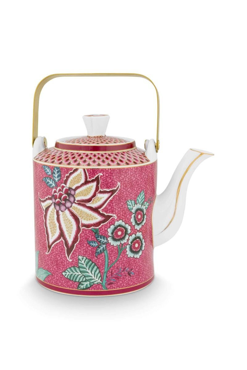 Oriental Flower Festival Teapot Dark Pink Medium