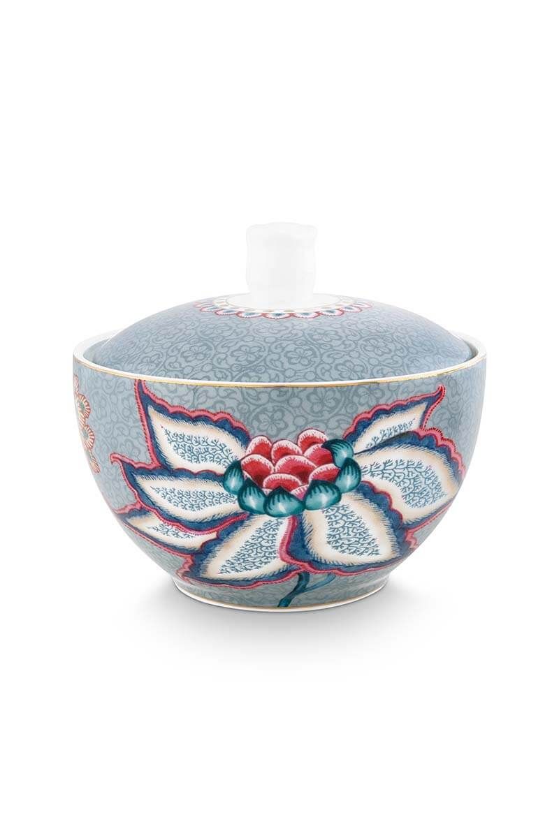 Flower Festival Sugar Bowl Blue