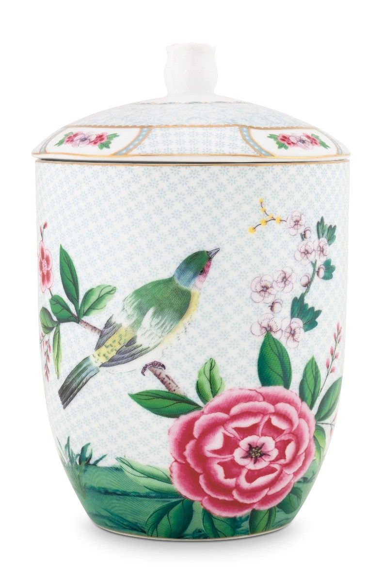 Blushing Birds Storage Jar white