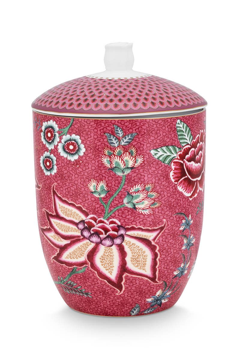 Flower Festival Storage Jar Dark Pink