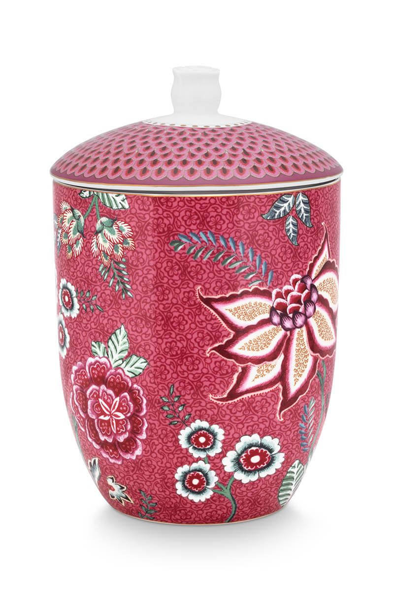 Flower Festival Storage Jar Dark Pink