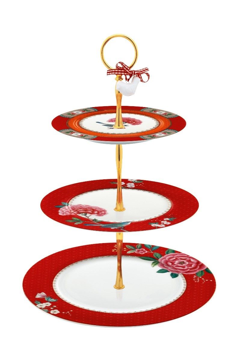 Blushing Birds Etagere 3 Ebenen Rot