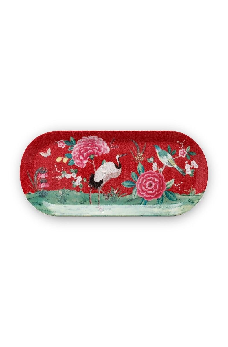Blushing Birds Cake Tray Rectangular Red