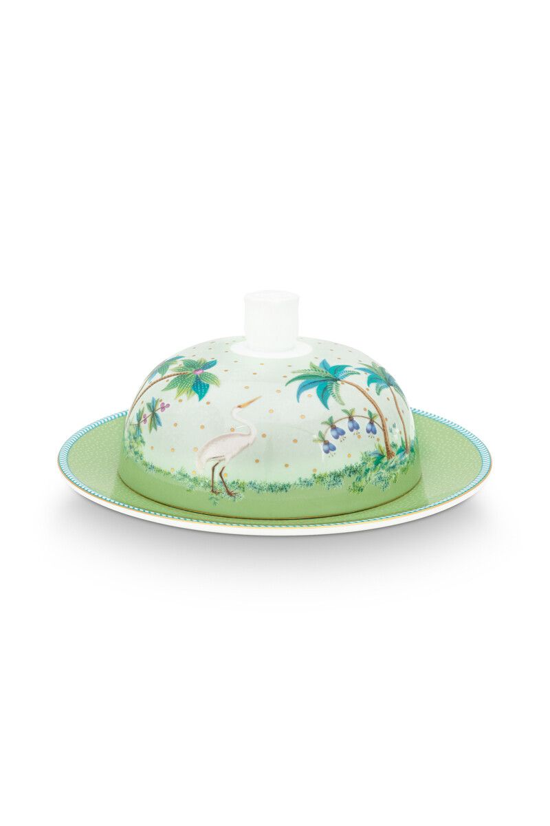 Jolie Butter Dish Round Green