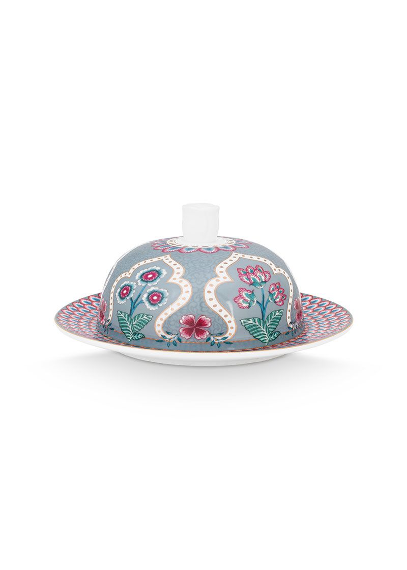 Flower Festival Butter Dish Light Blue