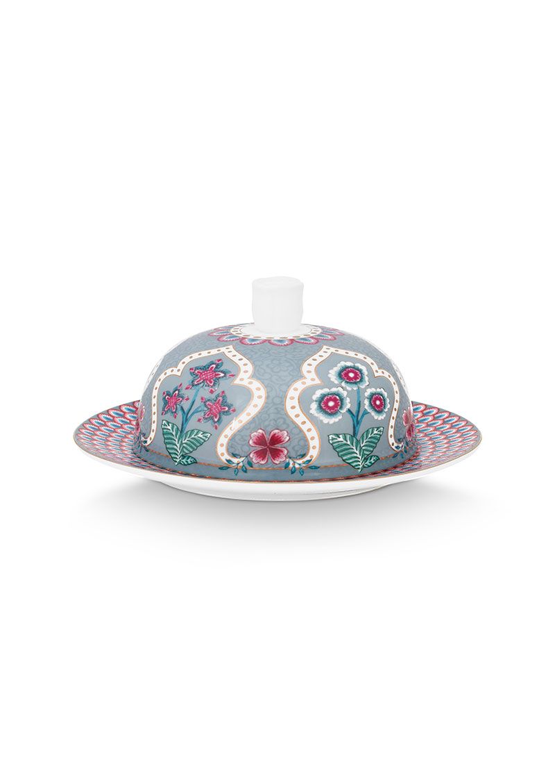 Flower Festival Butter Dish Light Blue