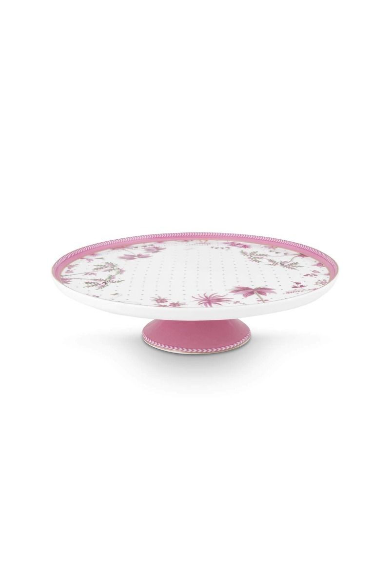 Plateau à Gâteaux de Petite Taille Jolie Points Or Rose