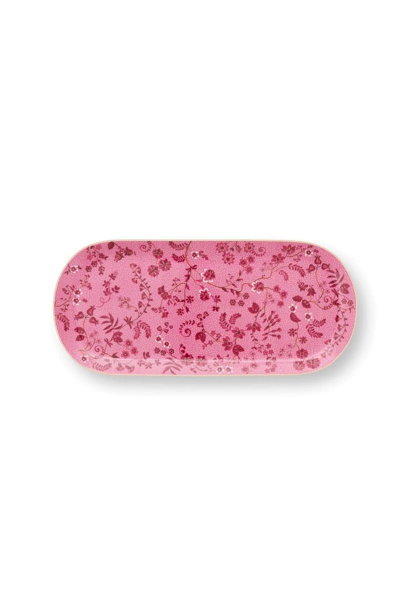 Tortenteller Rechteckig Jolie Blumen Rosa