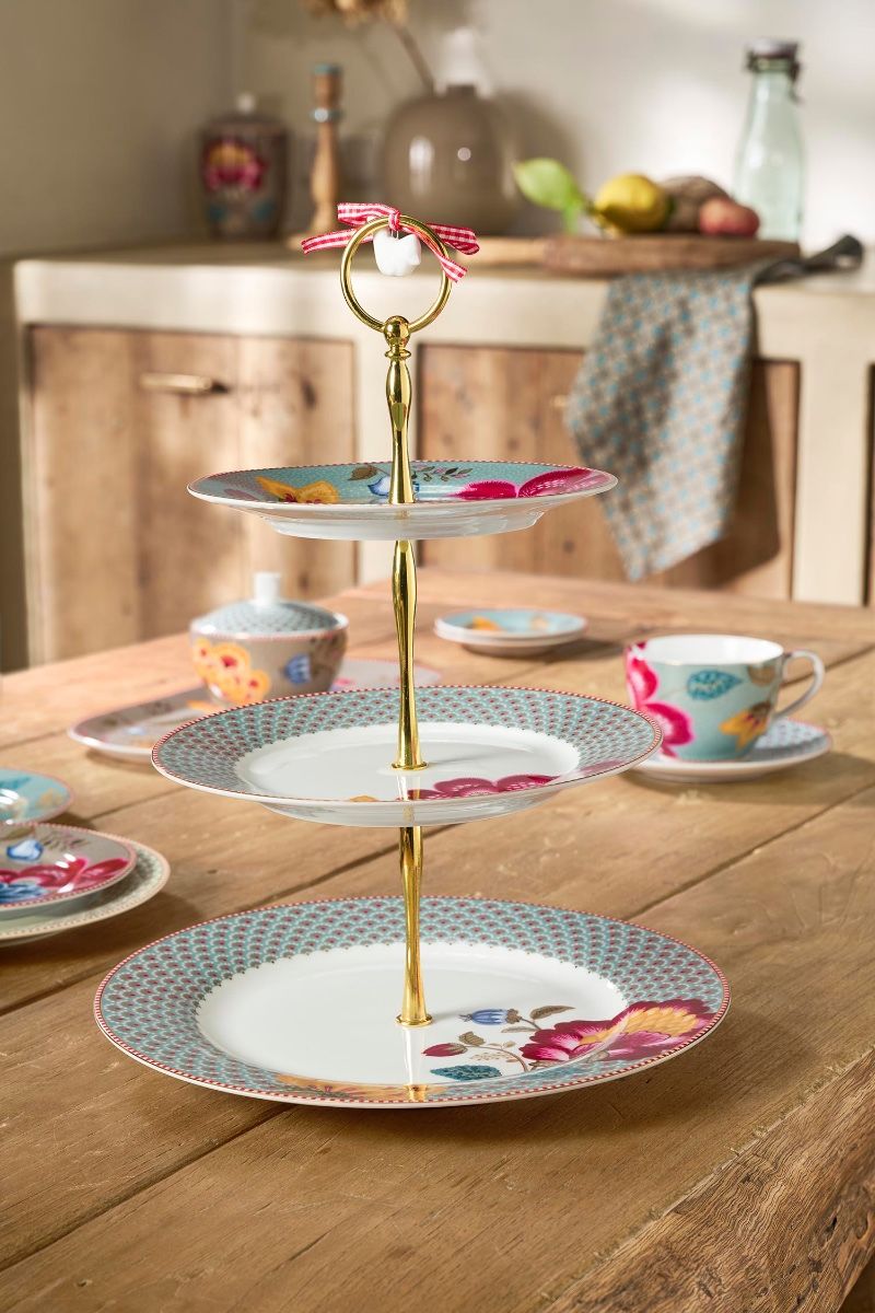 Cake Stand 3/Layers Blooming Tales Fantasy Blue