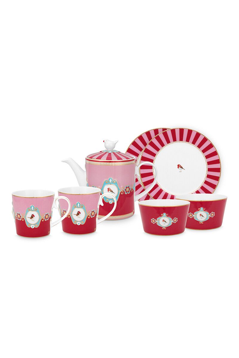 Love Birds Breakfast Set/7 Red/Pink