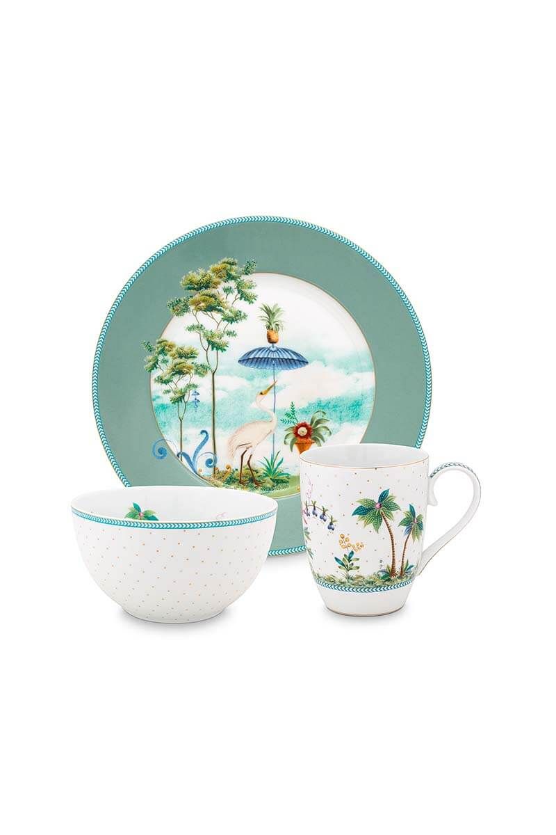 Set Petit Déjeuner Jolie Bleu