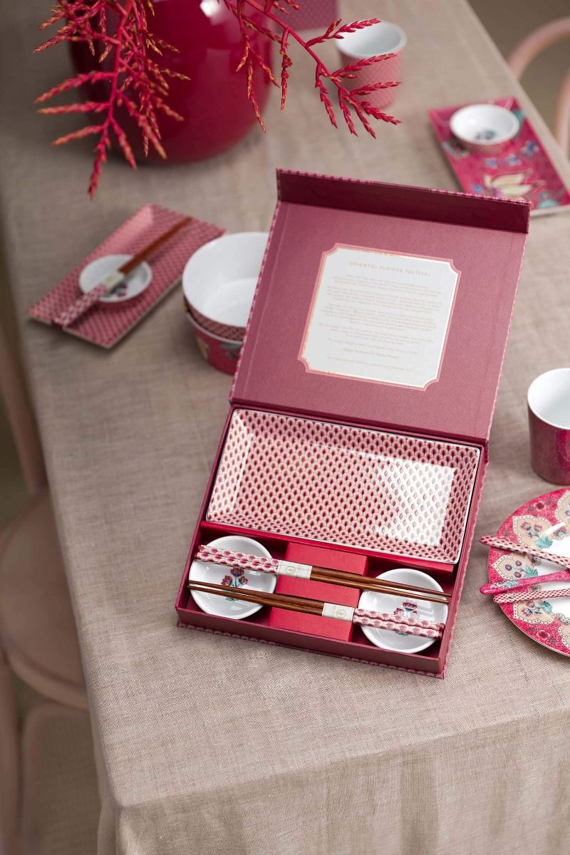 Set de sushi Oriental Flower Festival rose foncé