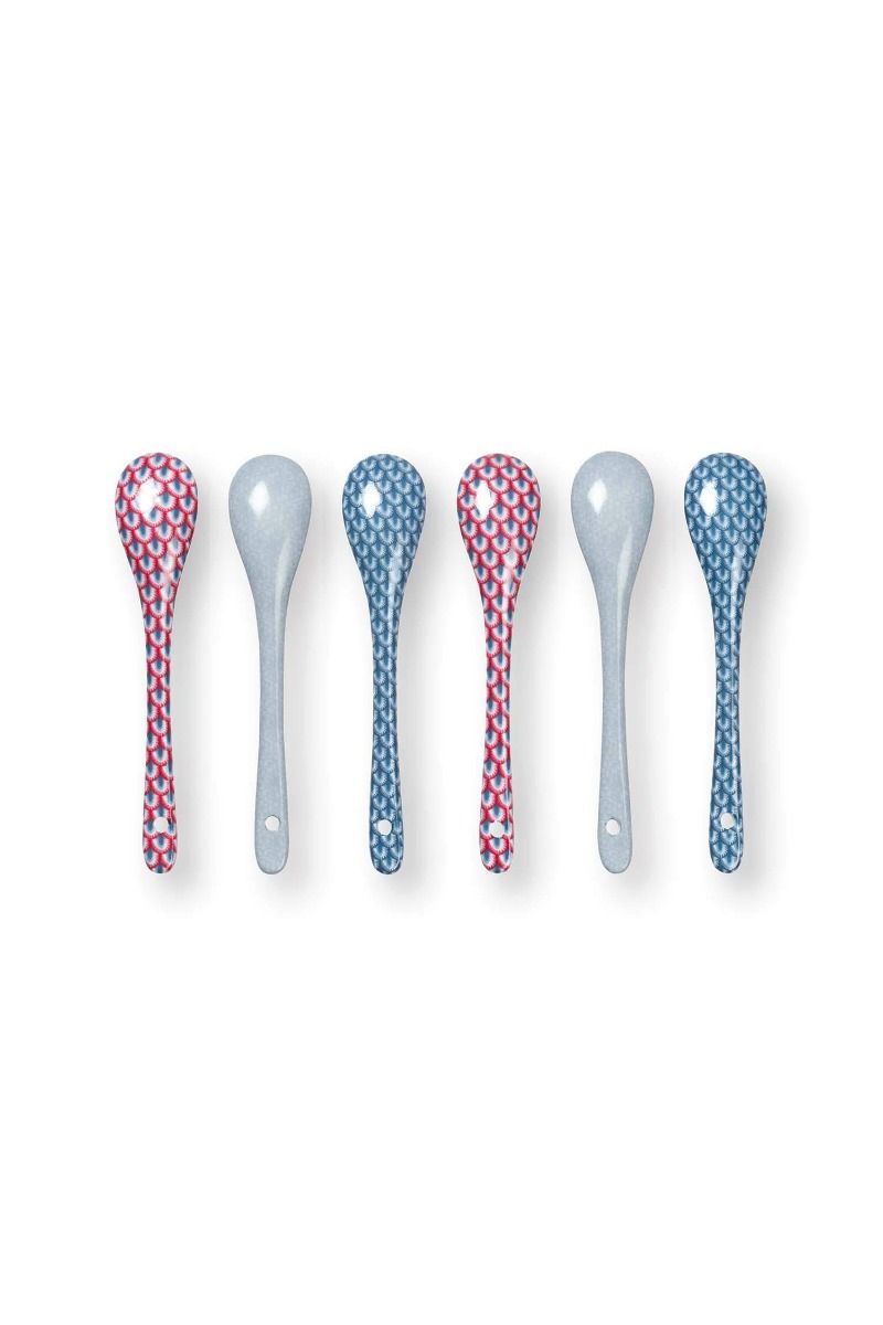 Oriental Flower Festival Set/6 Teaspoons Blue