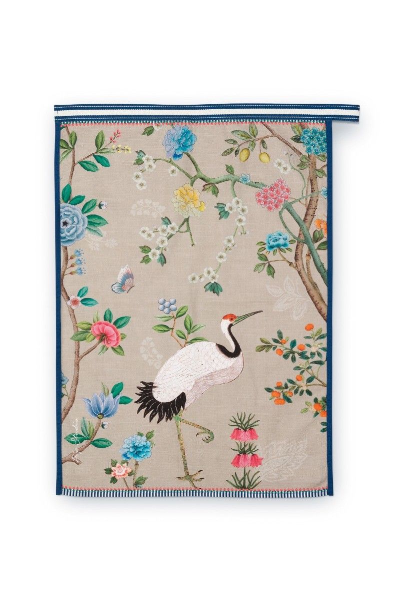 Blushing Birds Geschirrtuch Allover-Print Khaki
