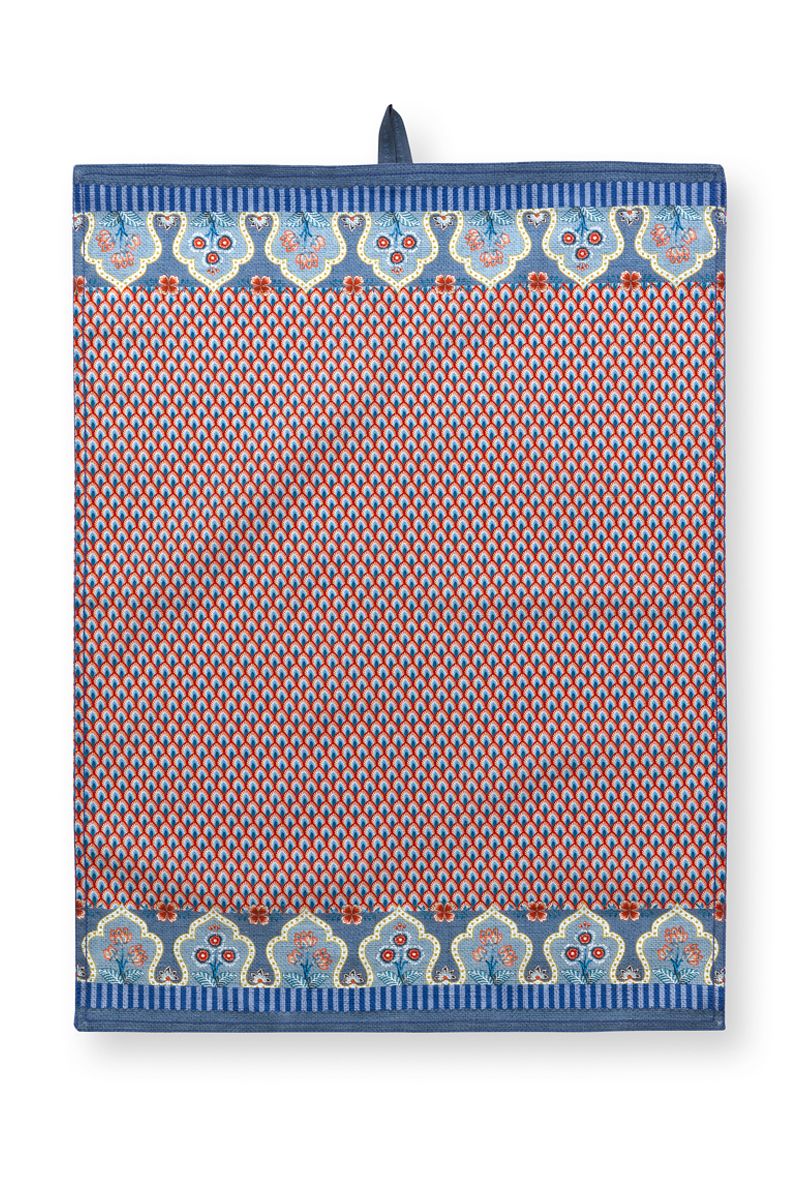 Flower Festival Tea Towel Red/Blue