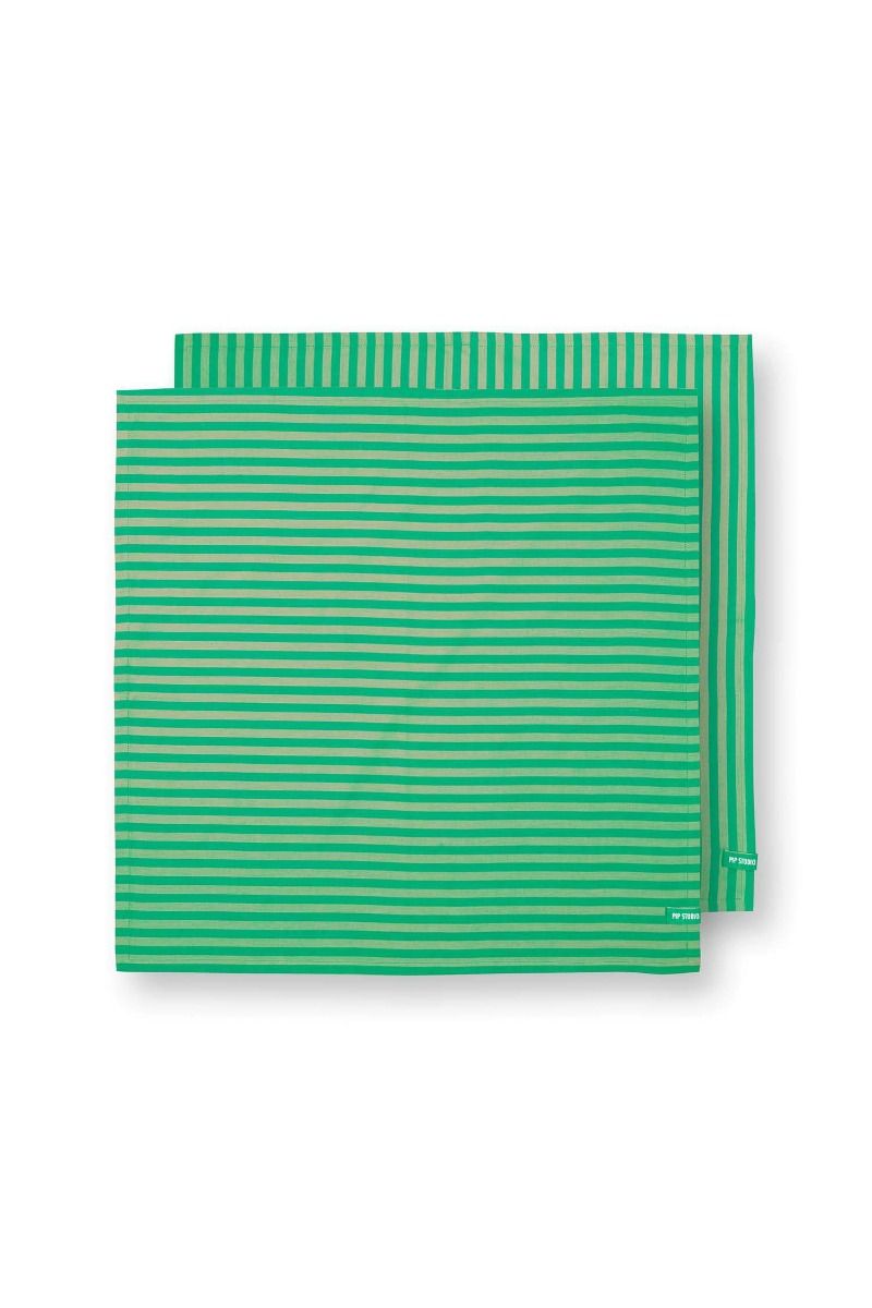 Stripes Set/2 Tea Towels Green