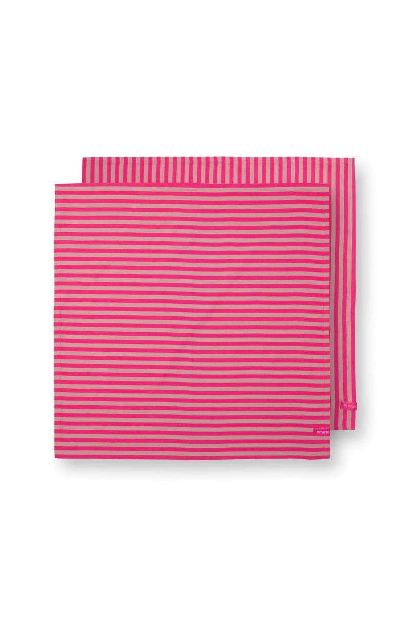 Lot de 2 Torchons Stripes Rose