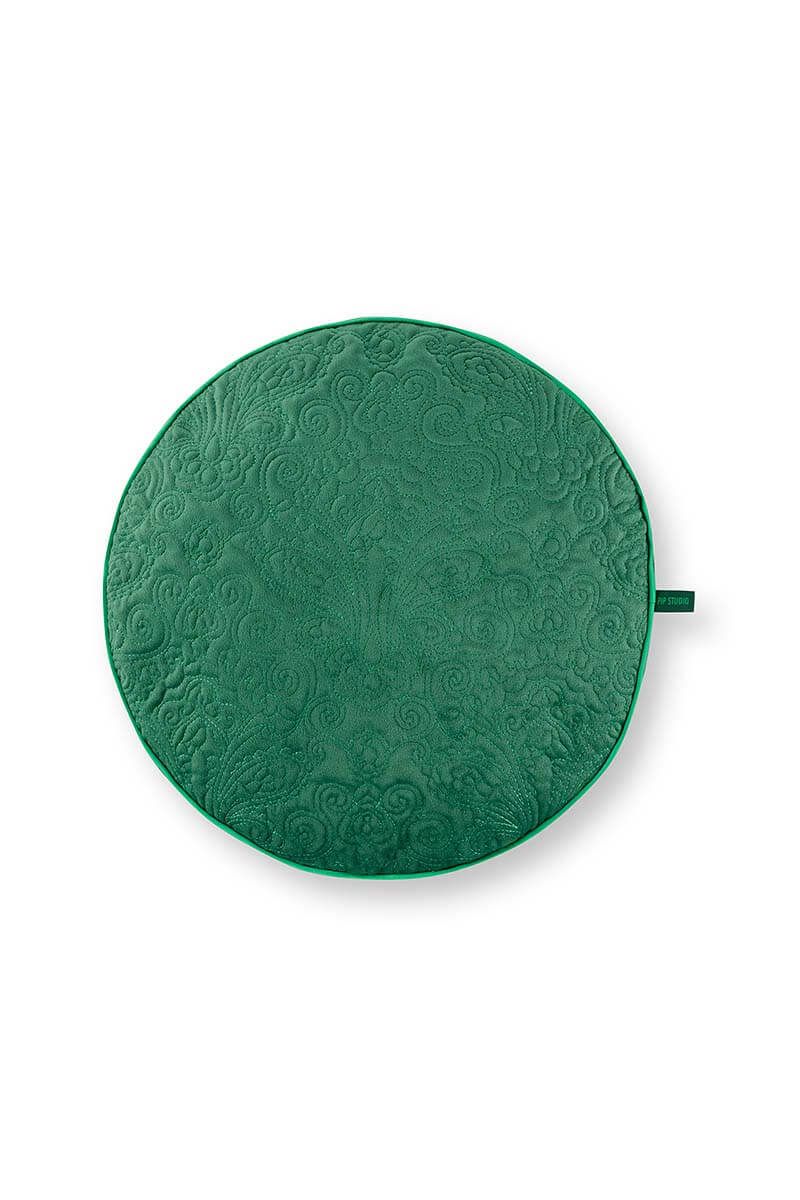 Cushion Round Quiltey Days Dark Green