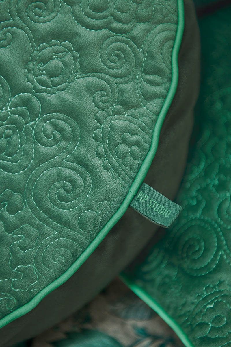 Cushion Round Quiltey Days Dark Green