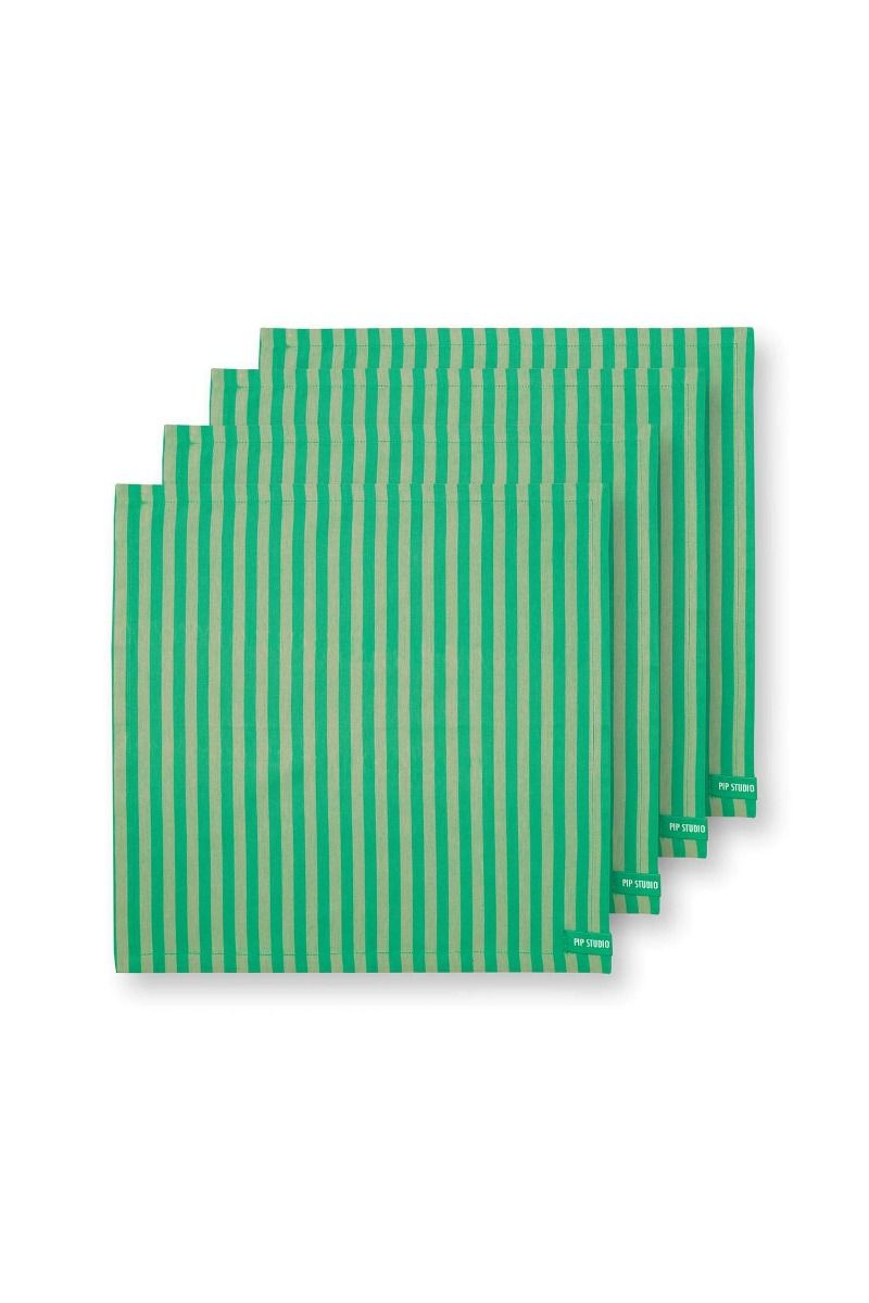 Lot de 4 Serviettes Stripes Vert