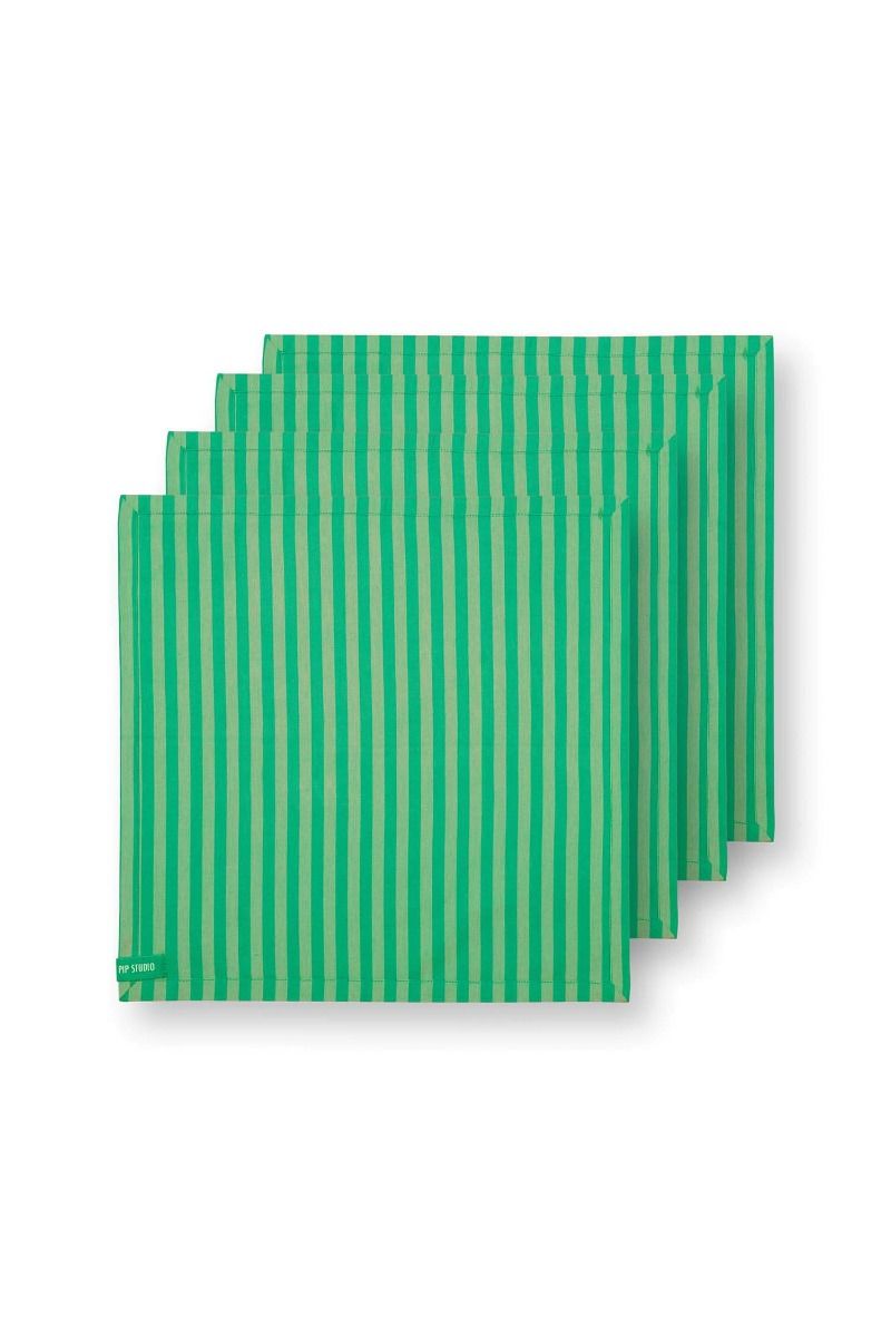 Stripes Set/4 Napkins Green