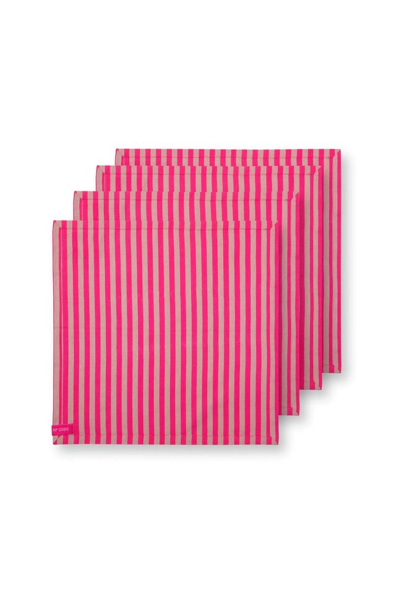 Stripes Set/4 Napkins Pink