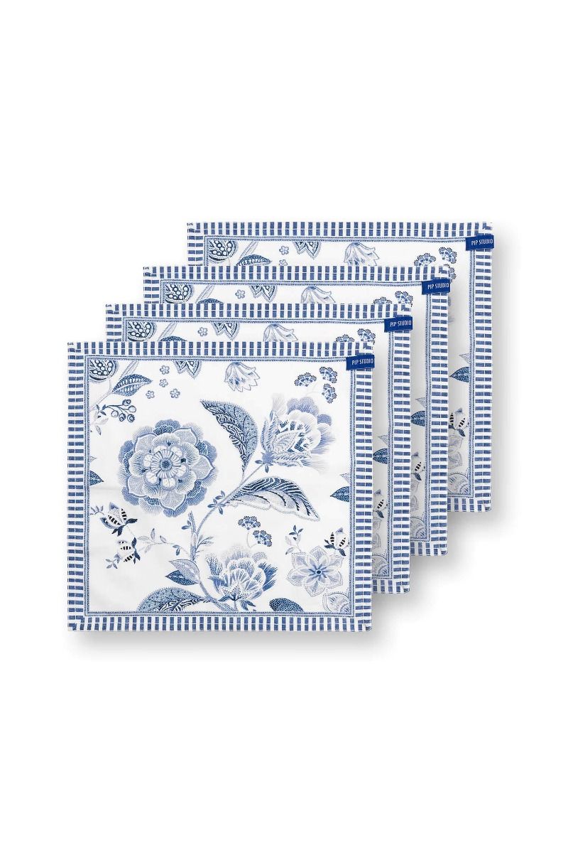 Set/4 Servietten Royal Regal Flower Blau