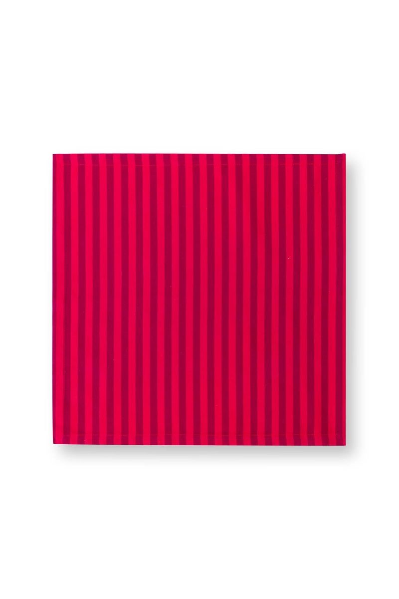 Set/4 Napkins Stripes Dark Red