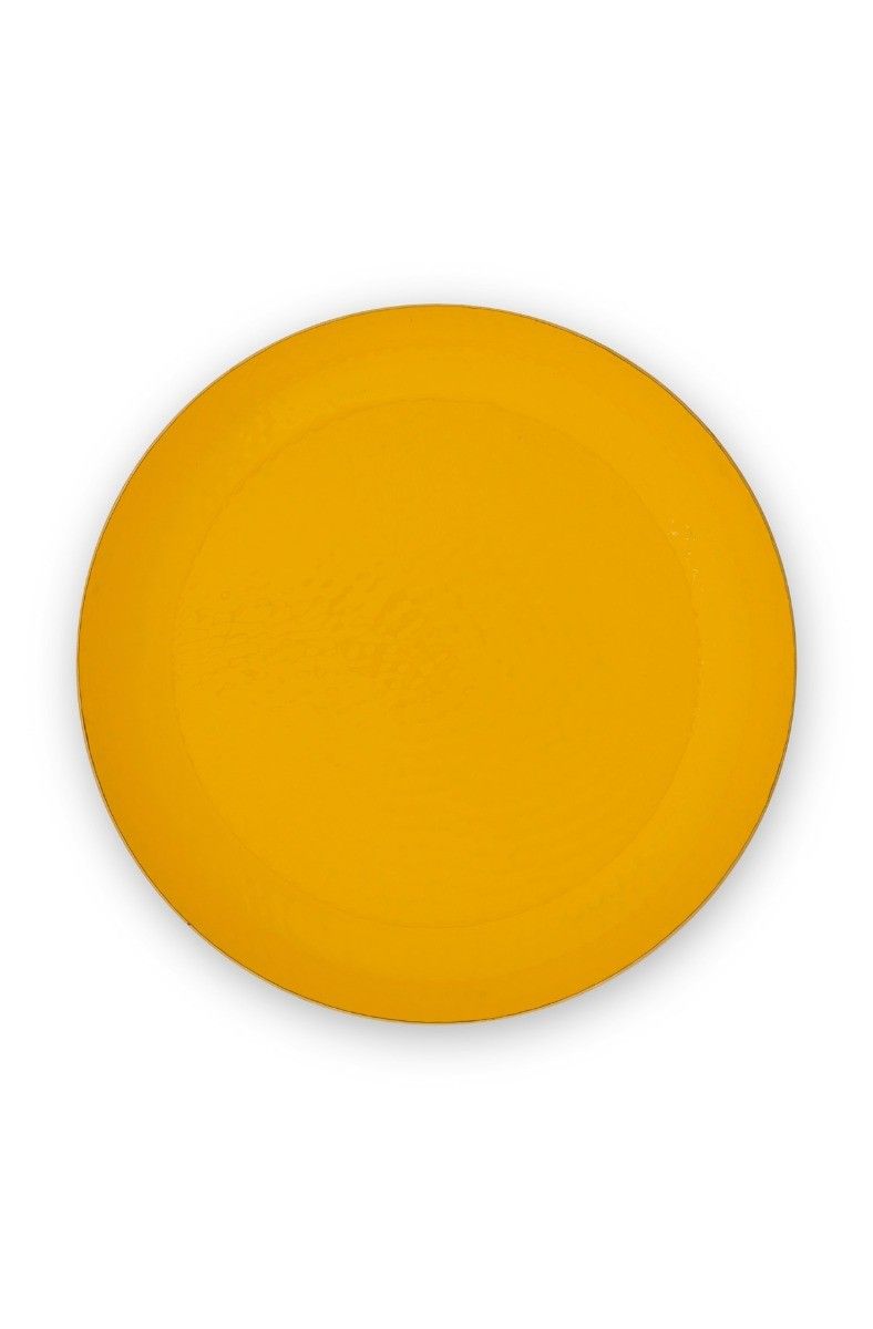 Blushing Birds Gold Tray Enamelled Yellow 50cm